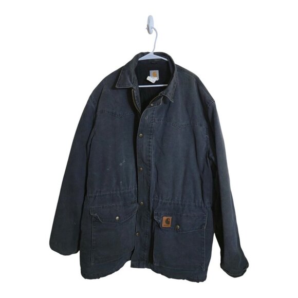 Vtg Carhartt Jacket Men 2XL Charcoal Chore Gorpcore Workwear C46PTL Duck Canvas - Picture 1 of 12